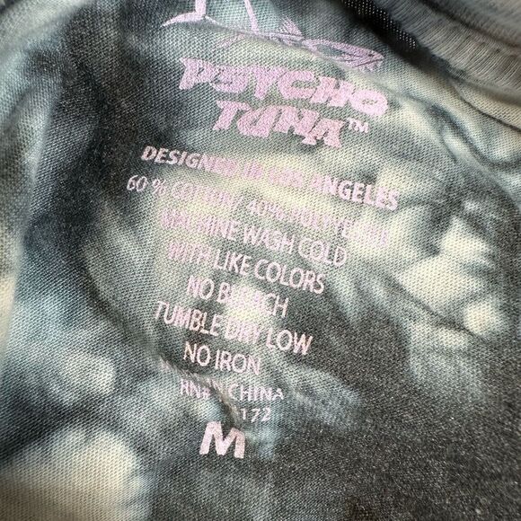 NWOT Psycho Tuna Black White Tie Dye Short Sleeve Graphic Tee Shirt Deep Sea - M - Picture 4 of 6